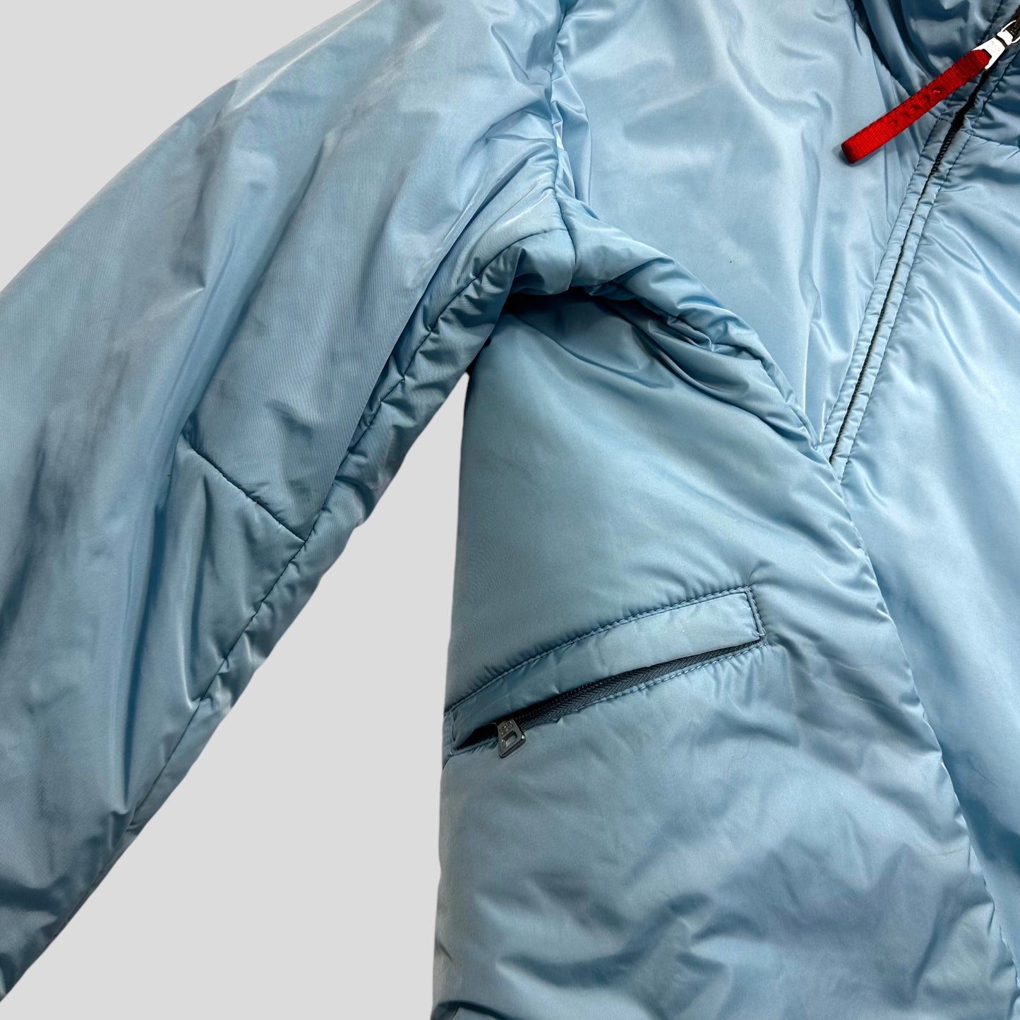 Prada Sport 2001 Baby Blue Stash Pocket Nylon Ski Puffer - IT48 (L)