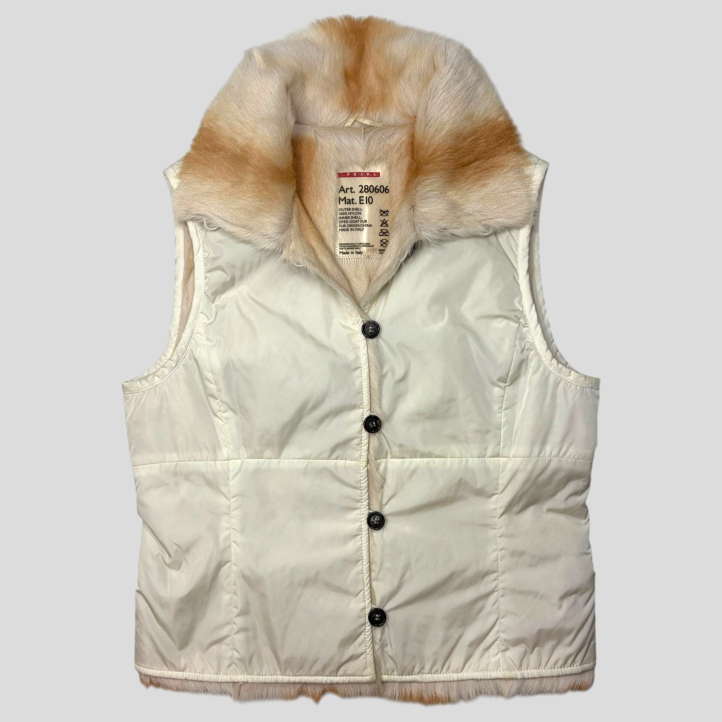 Prada Sport AW04 Goat Fur Nylon Gilet Jacket