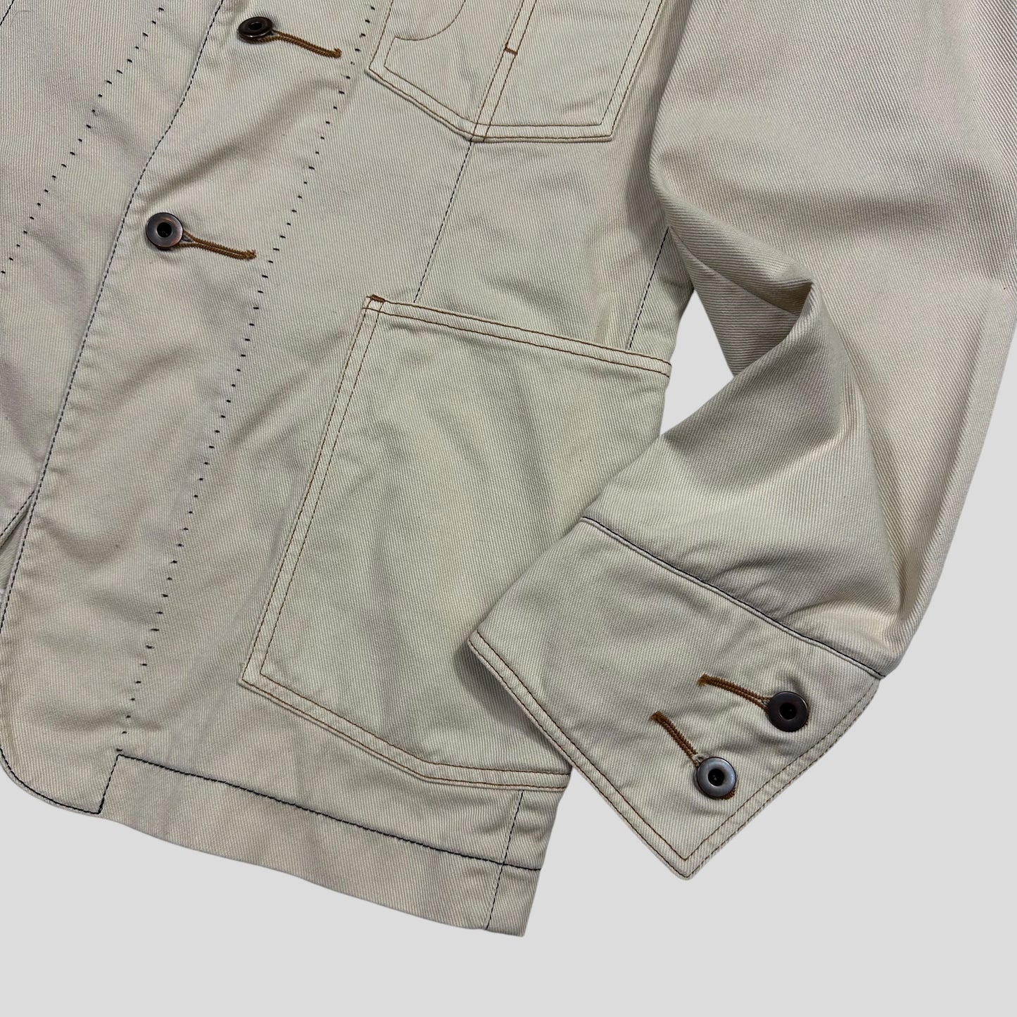 Miu Miu 00’s Contrast Stitch Cotton Cowboy Blazer Jacket - IT50