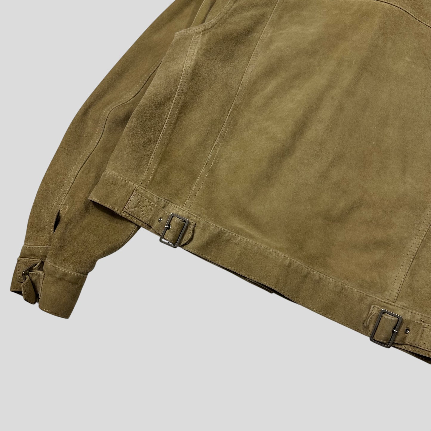 Gucci by Tom Ford 00’s Suede Leather Belted Boxy Trucker Jacket - IT52