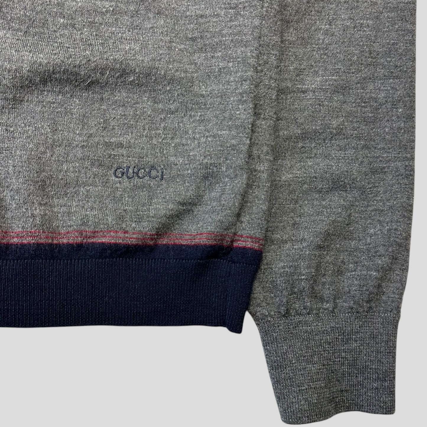 Gucci by Tom Ford 00’s Embroidered Logo Light Wool Knit - S