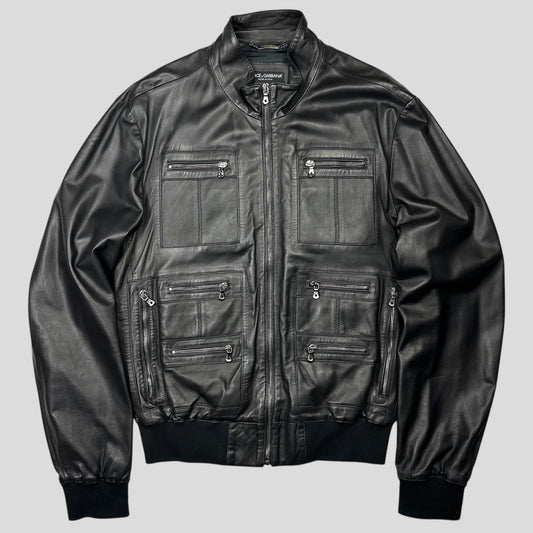 Dolce & Gabbana 00’s Multipocket Lambs Leather Cargo Bomber Jacket - IT56 (XL)