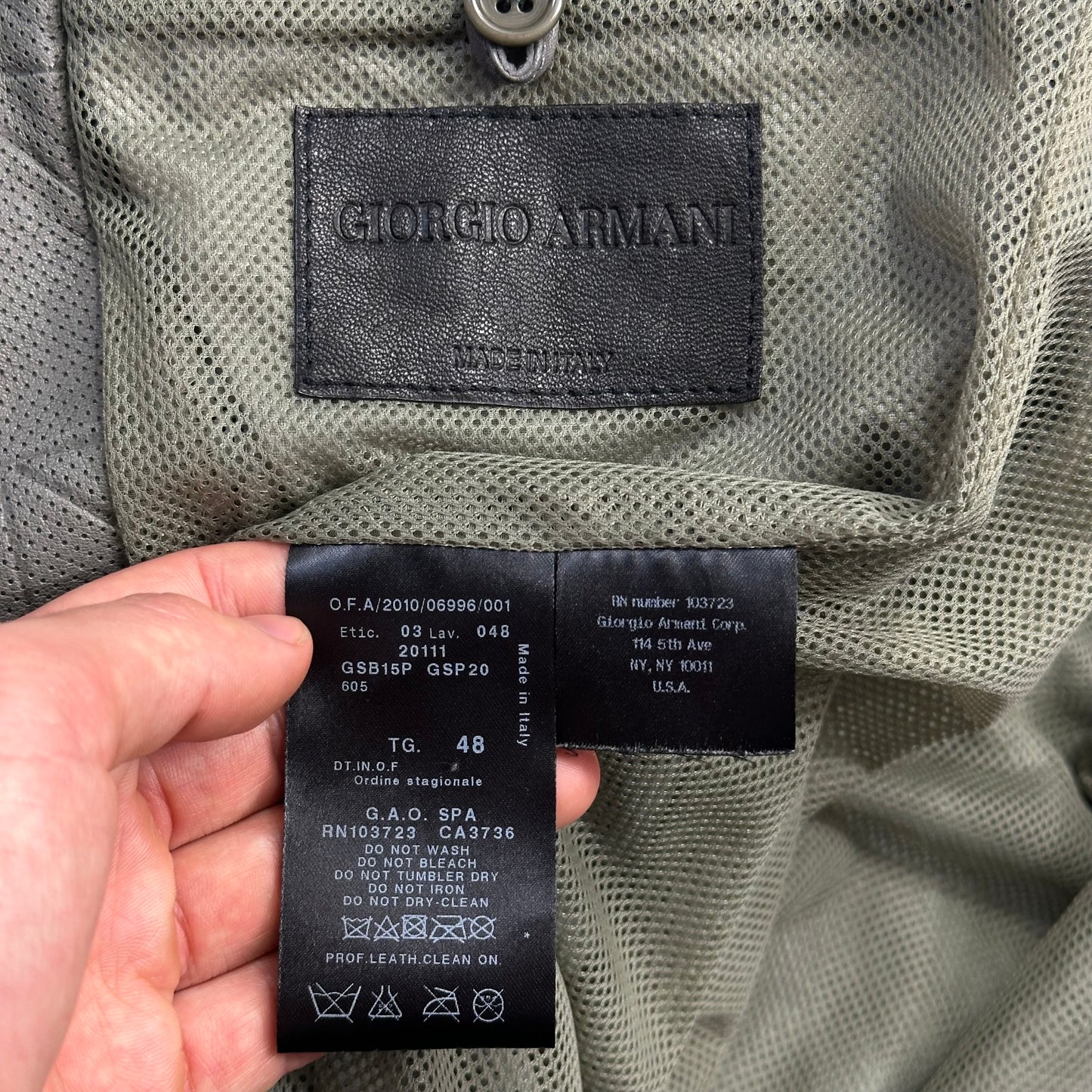 Giorgio Armani 2010 Perforated Leather Grid Bomber Jacket - IT48 (M)