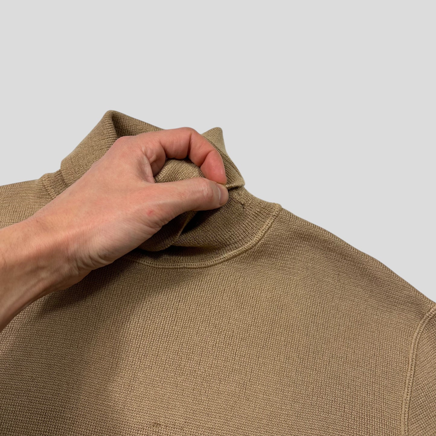 Prada Sport 00’s Ventilated Roll-neck Camel Knit Jumper - IT48