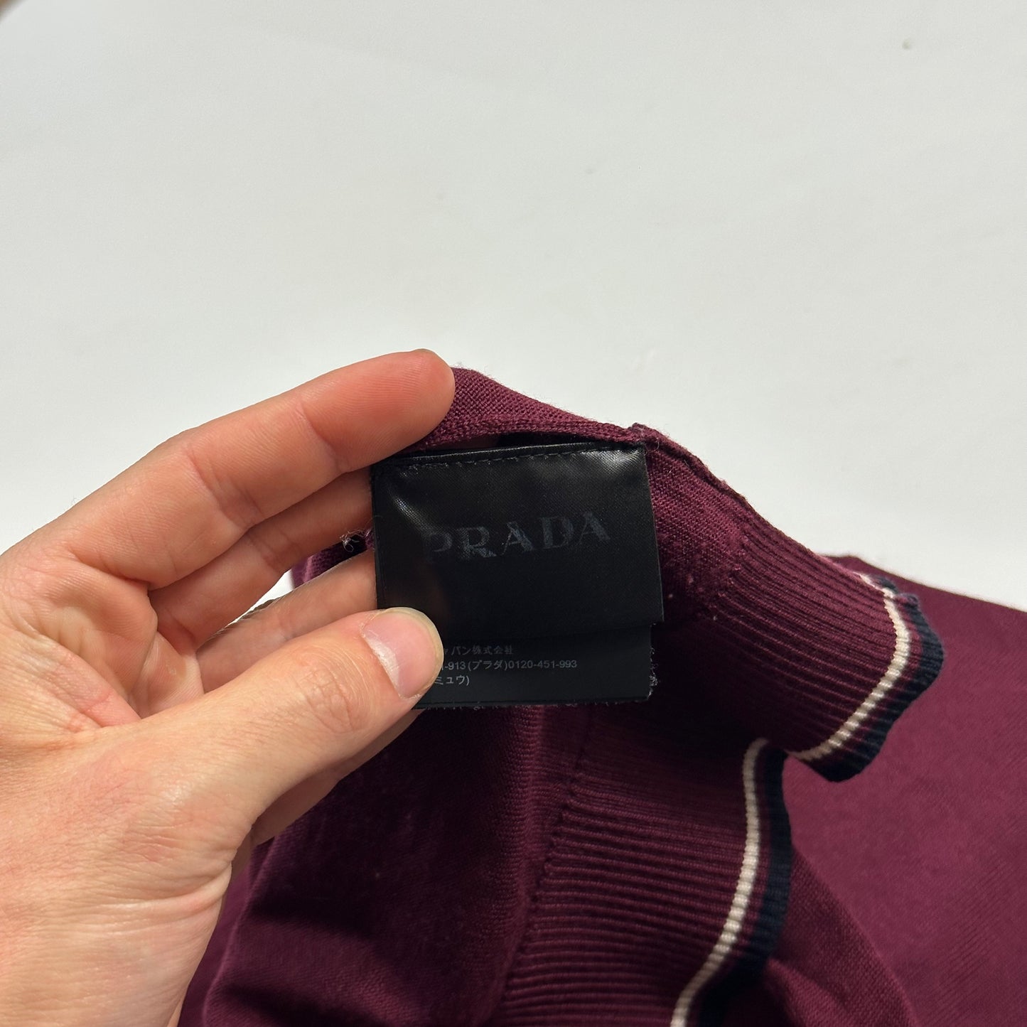 Prada Milano 2018 Wine Ribbed Silk & Wool Knit Sweater - M