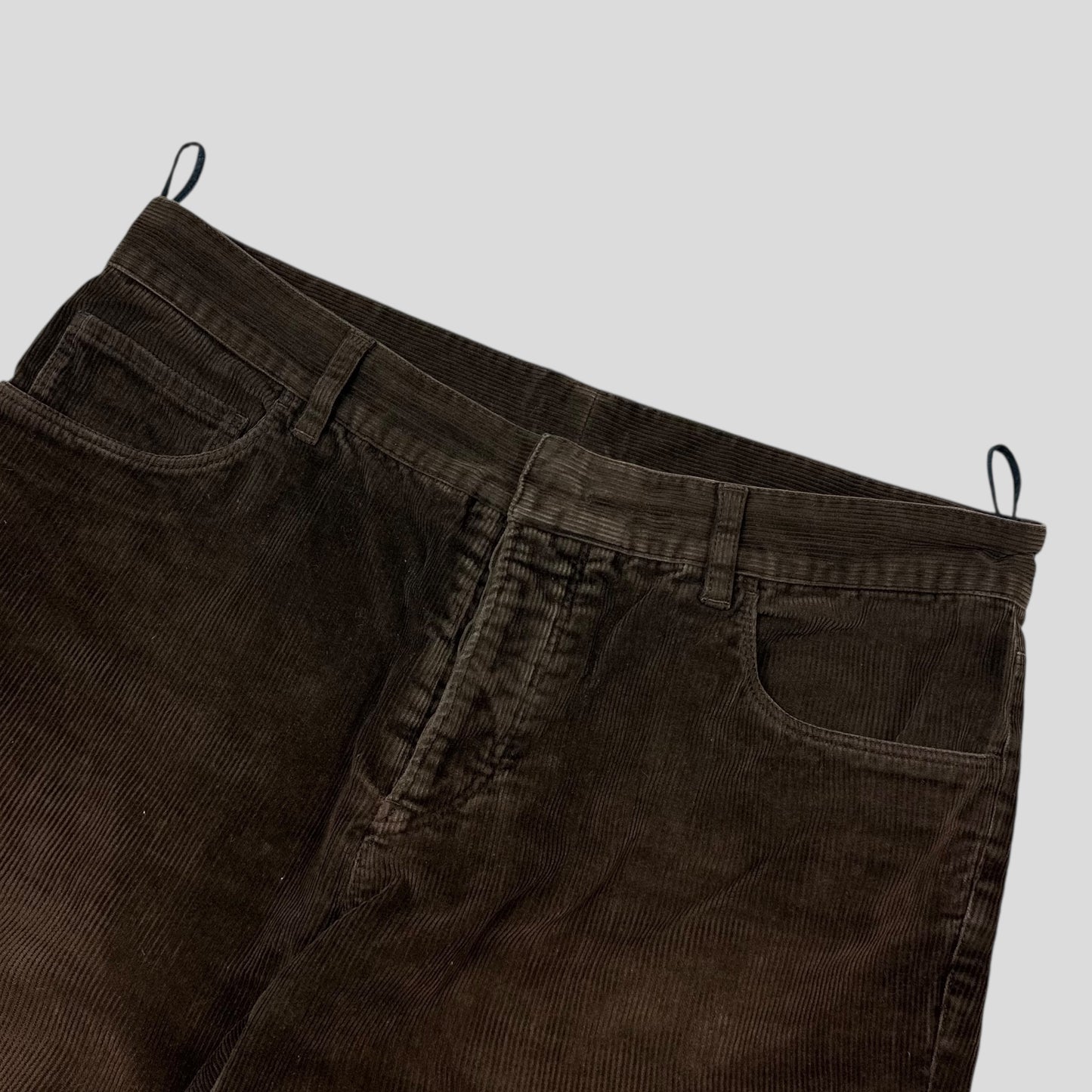 Prada Sport 2010 Black Logo Tab Brown Corduroy Trousers - IT48