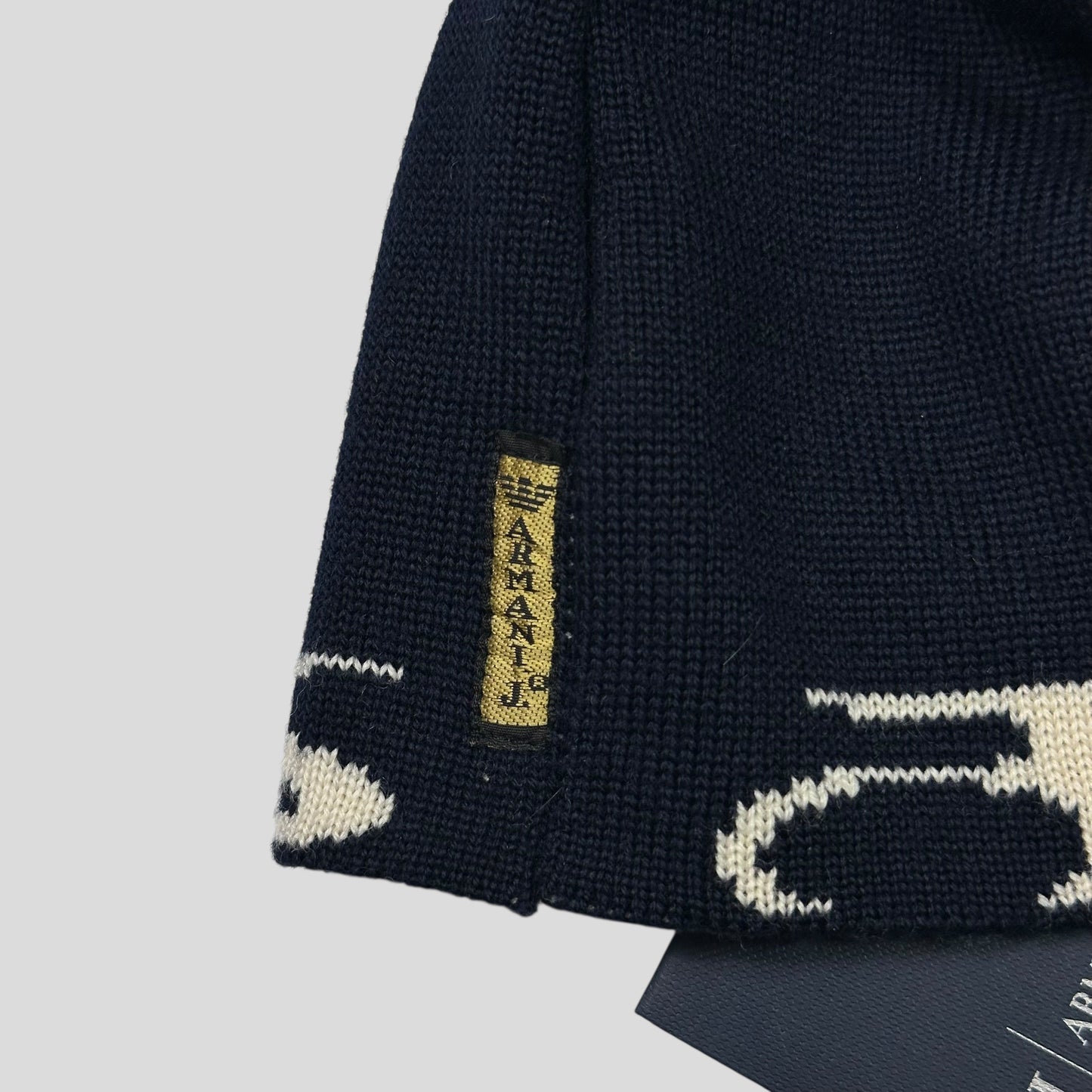 Armani Jeans 00’s BNWT Animal Rip Spellout Wool Beanie - M/L