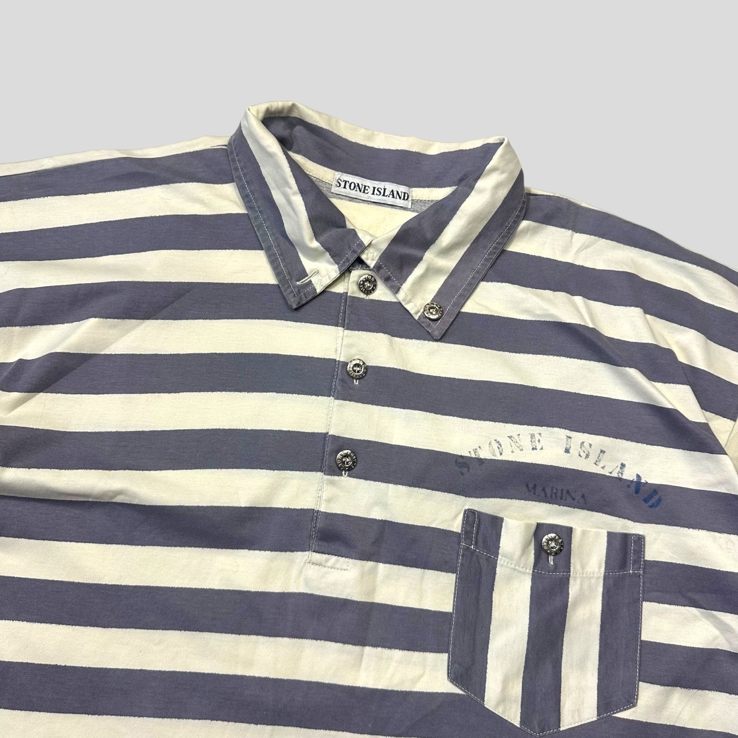 Stone Island 1988 Marina Metal Button Striped Shirt - L
