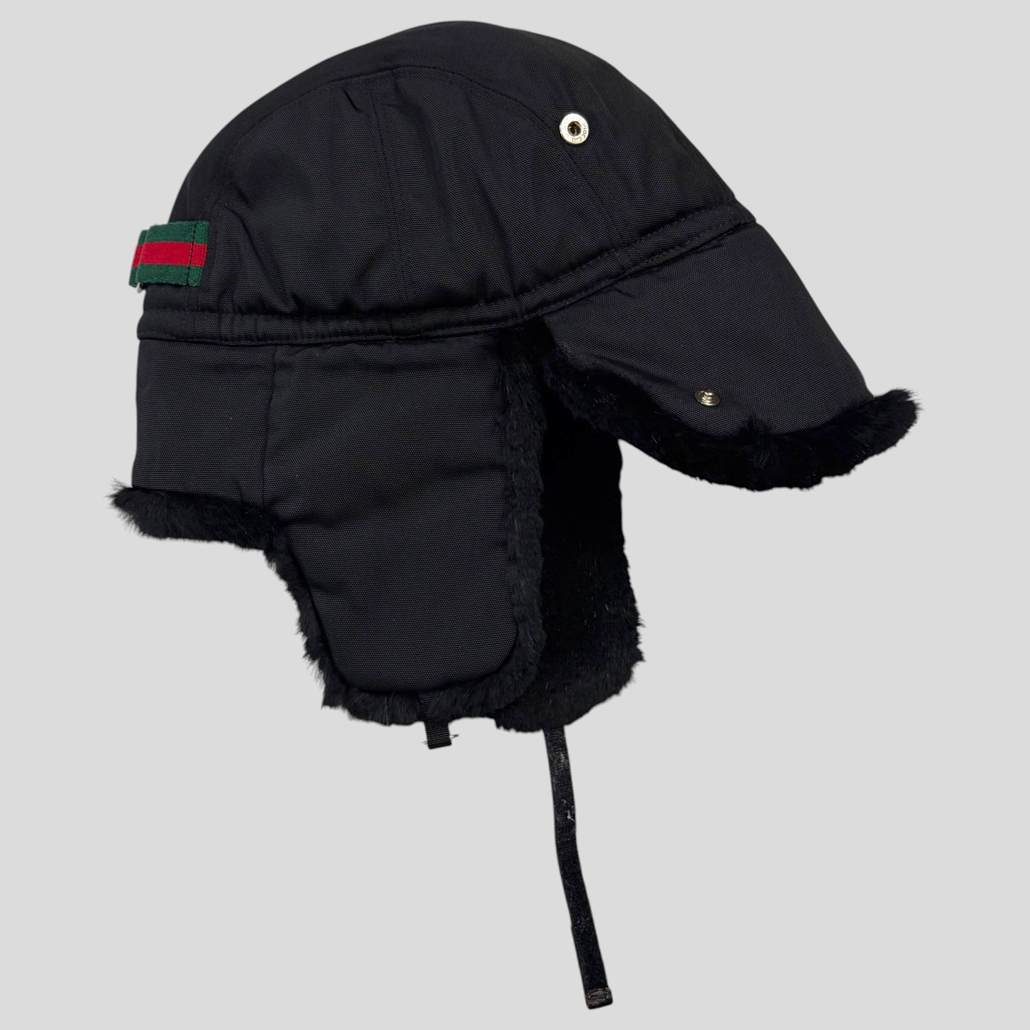 Gucci by Tom Ford 00’s Nylon Canvas Fur Trapper Hat - S