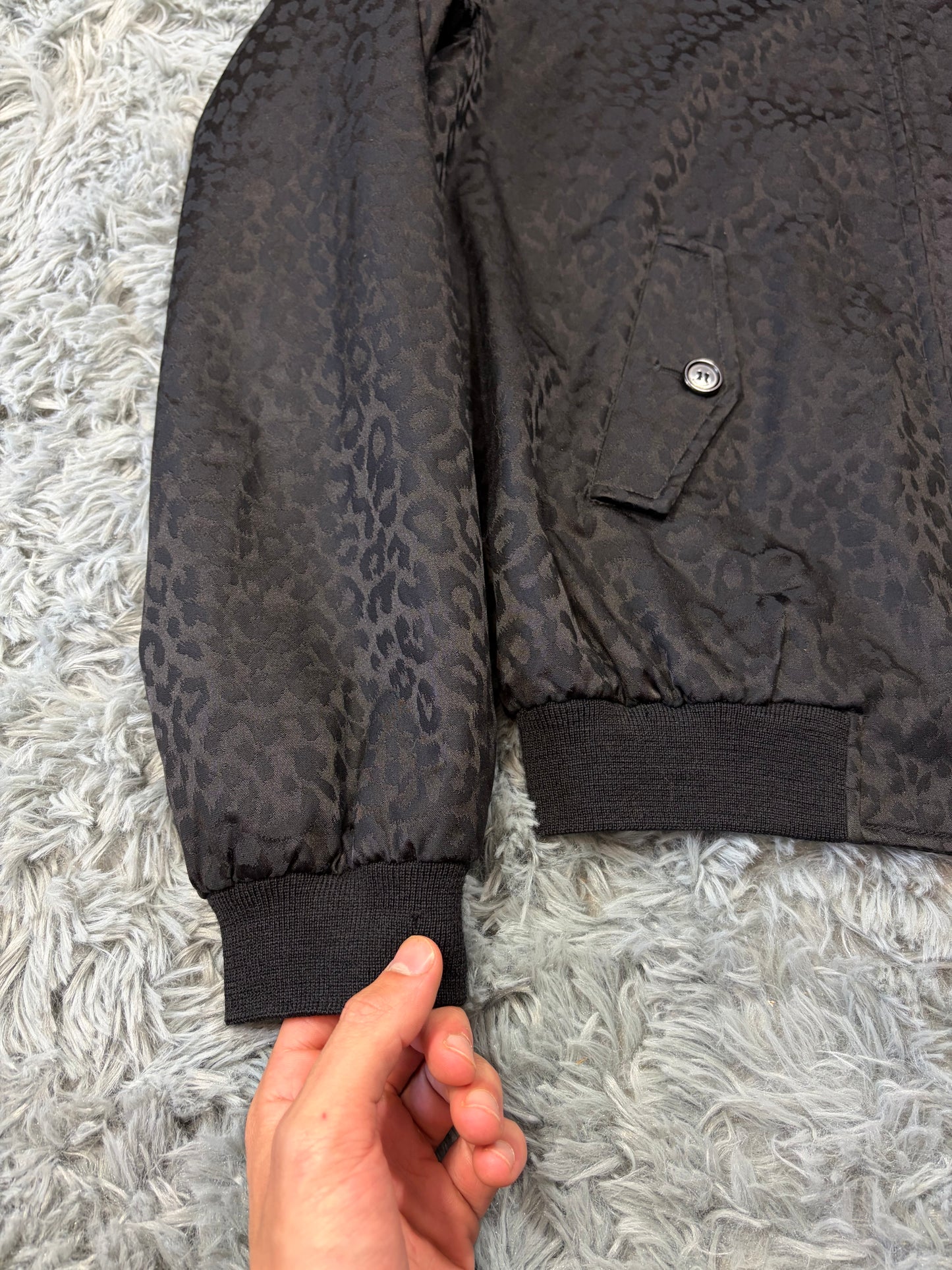 Saint Laurent SS14 Hedi Slimane Black Leopard Bomber Jacket - IT48