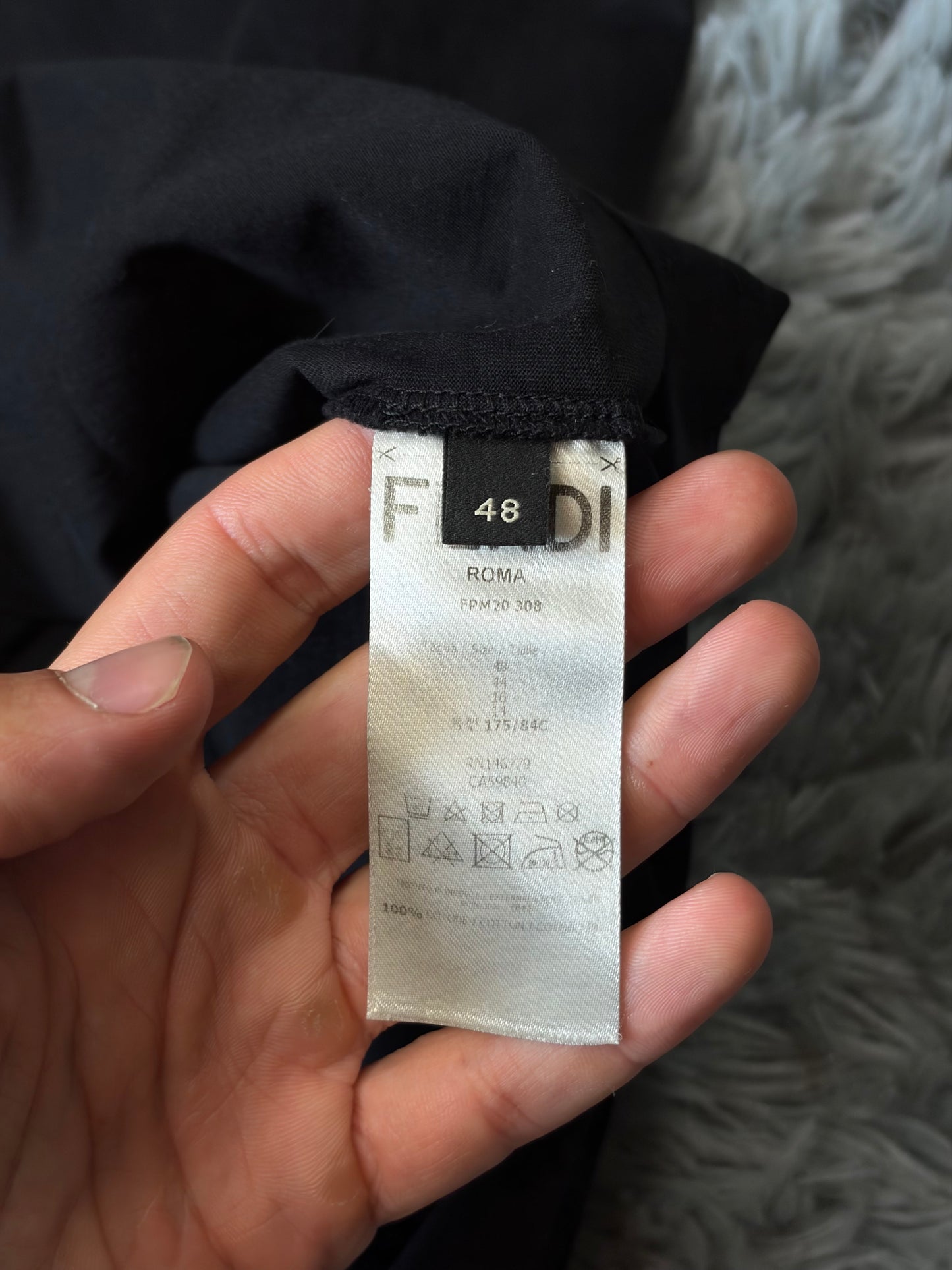 Fendi FF Zucca Roma Black Suspenders Logo T-shirt - M