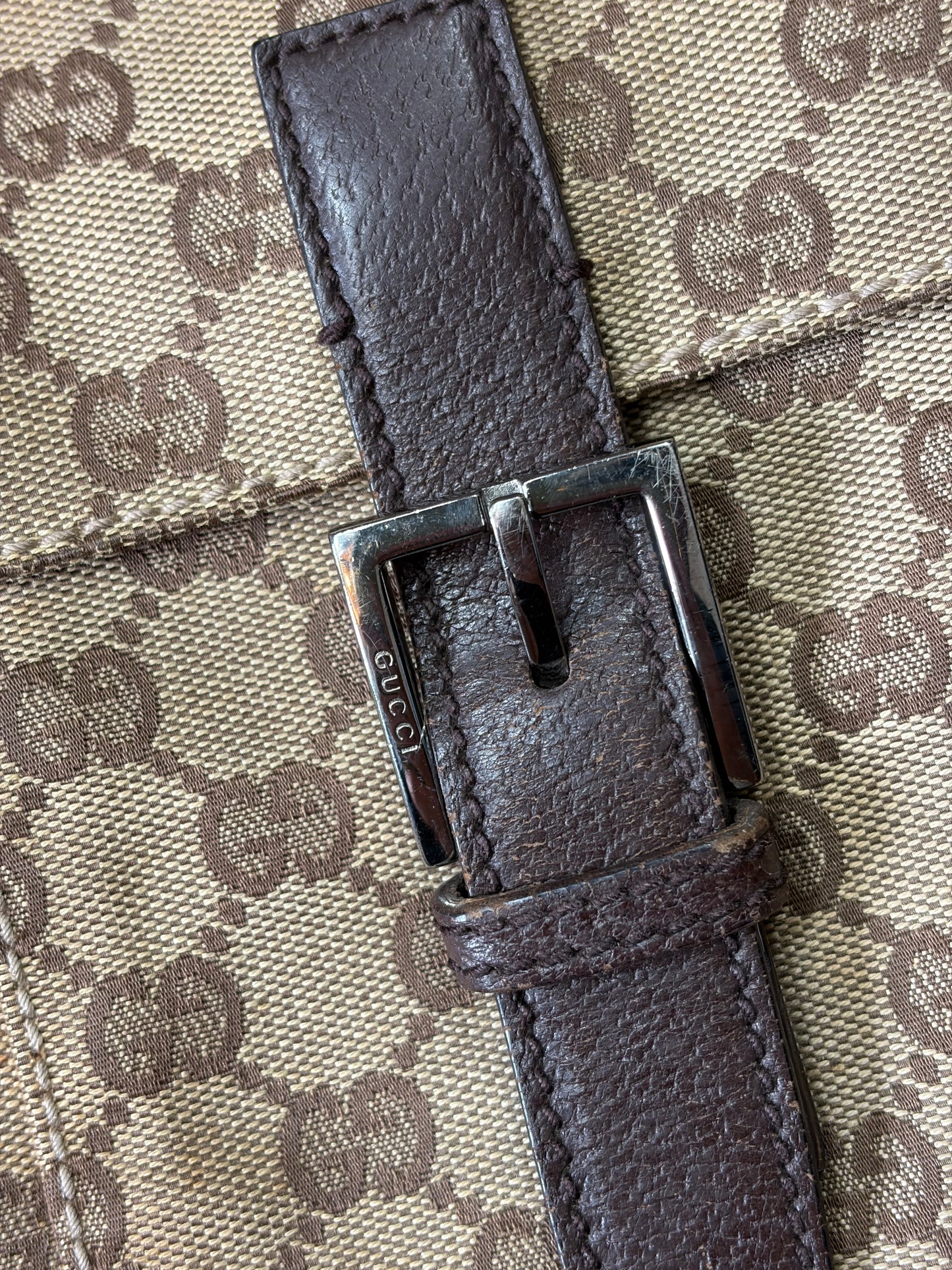 Gucci GG Monogram Brown Canvas Satchel Crossbody Bag