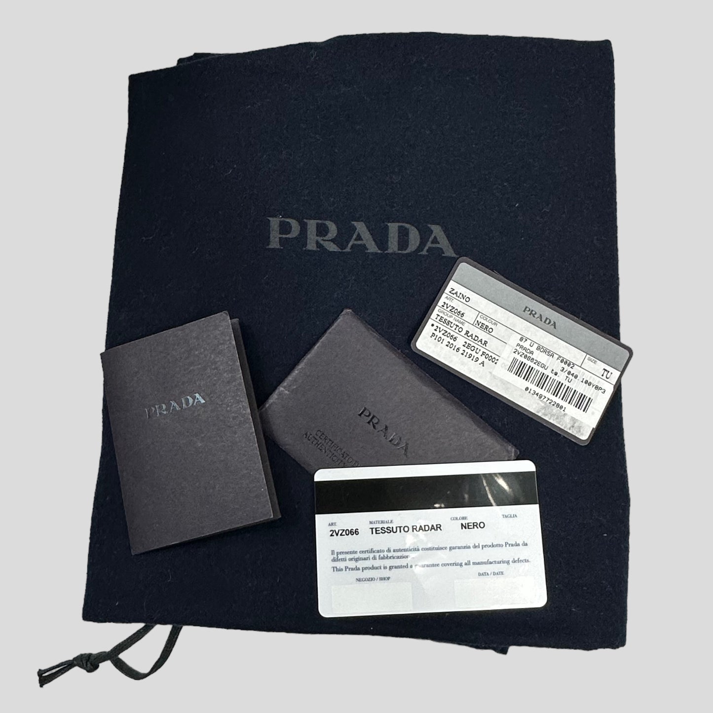 Prada SS17 Radar Nylon Tessuto Backpack + Dustbag & Cards