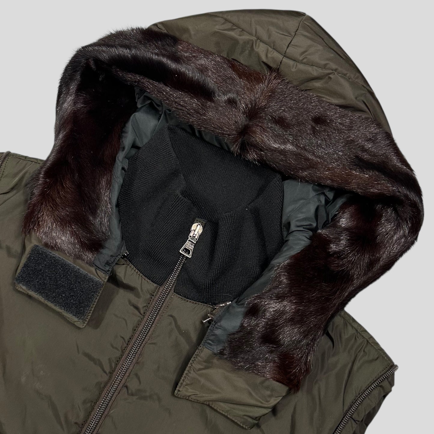 Prada Sport AW00 7 in 1 Nylon Padded Goat Fur Modular Bag Jacket - IT42 (S)