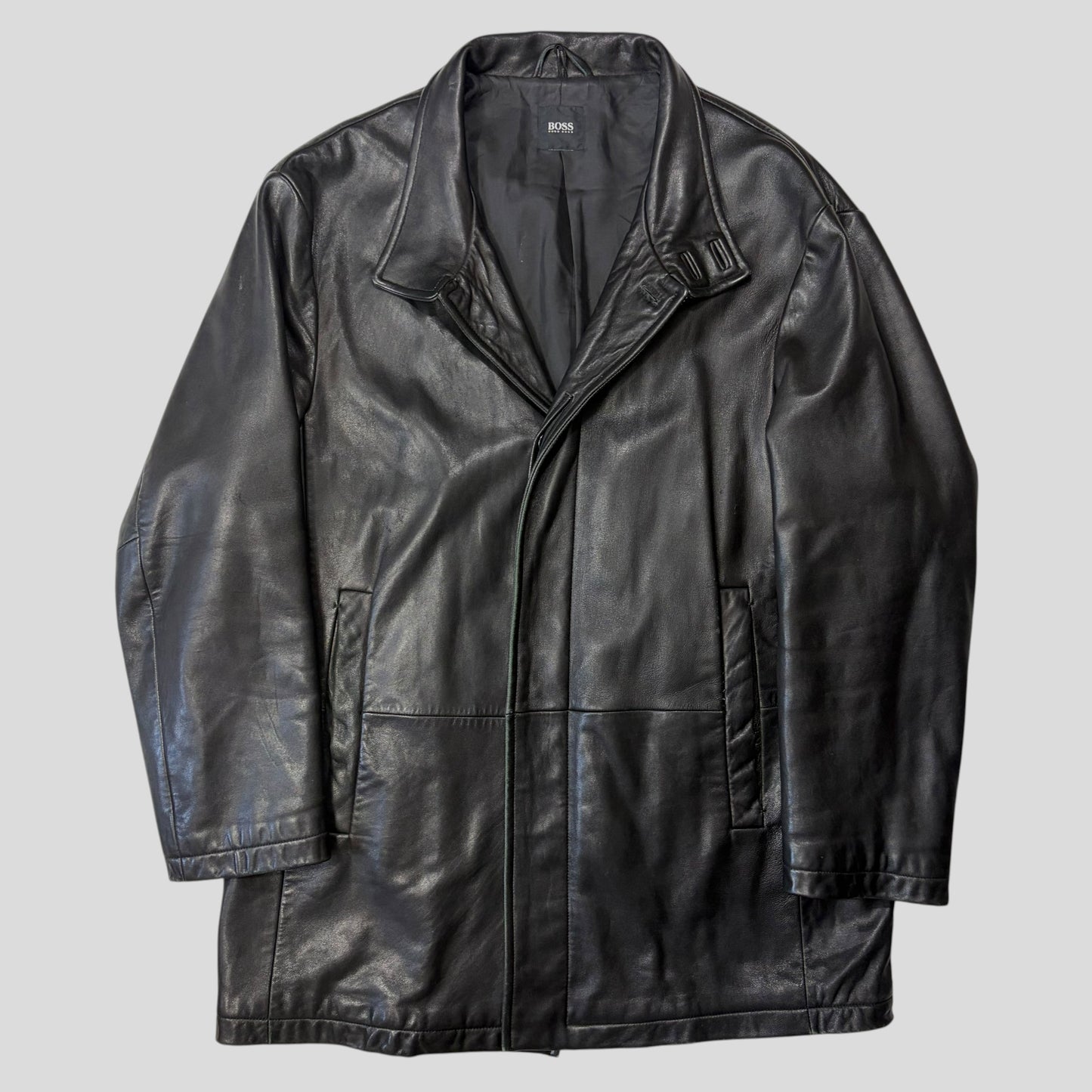 Hugo Boss 90’s Modular 2 in 1 Lambskin Leather Trench Coat - XL