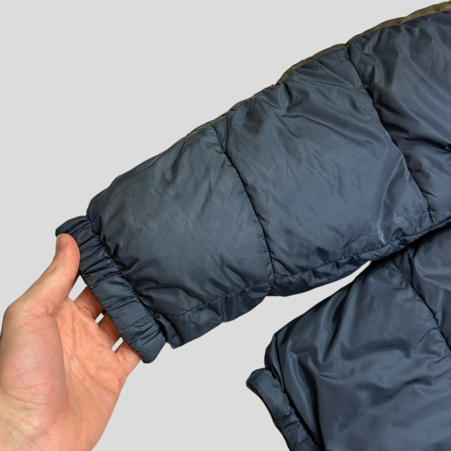 Prada Milano 2012 Leather Reversible Triangle Logo Nylon Puffer Jacket - L