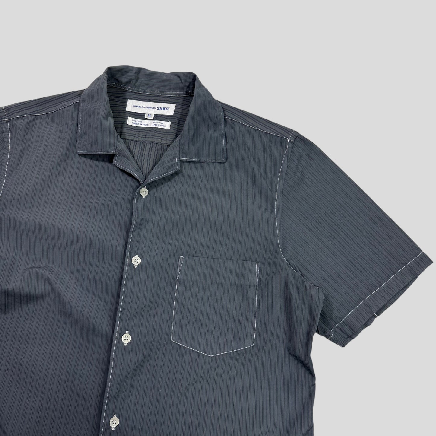 CDG SHIRT 00’s Striped Tonal Camp Collar Shirt - M