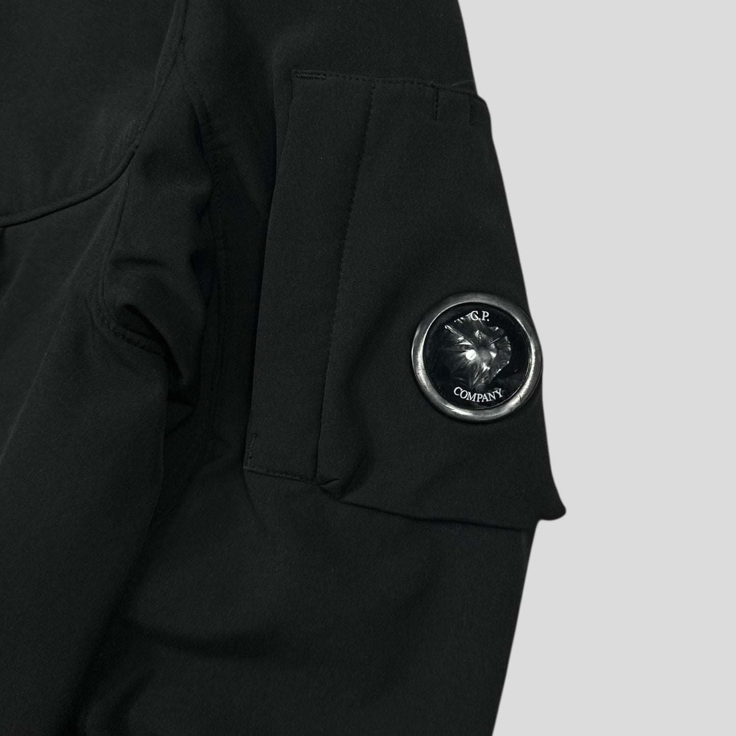 CP Company Black Soft Shell Lens Bomber Jacket - M