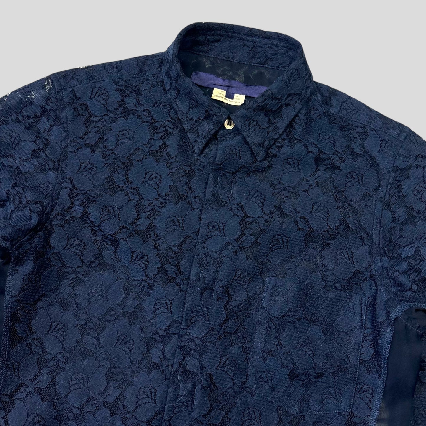 Comme Des Garçons 00’s Sheer Mesh Floral Lace Shirt - S/M