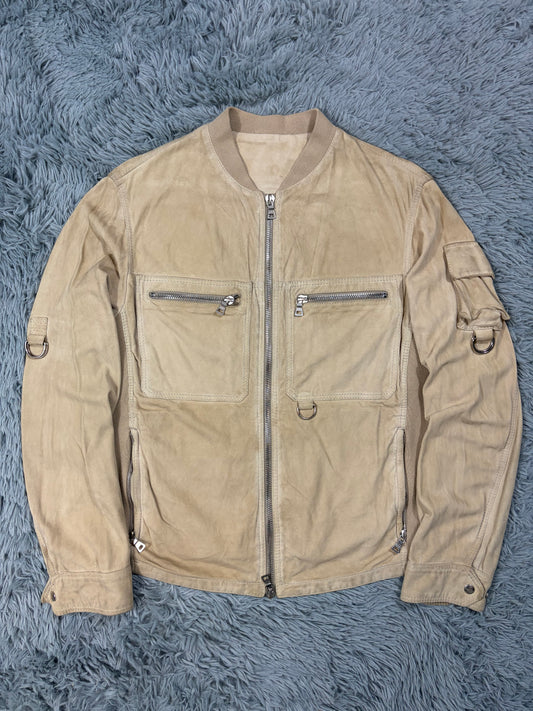 Prada Sport 00’s Suede Leather D-ring Cargo Biker Jacket - M