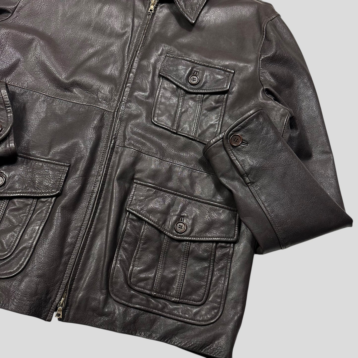 Paul Smith 00’s Multipocket Leather Nylon Lined Jacket - L/XL