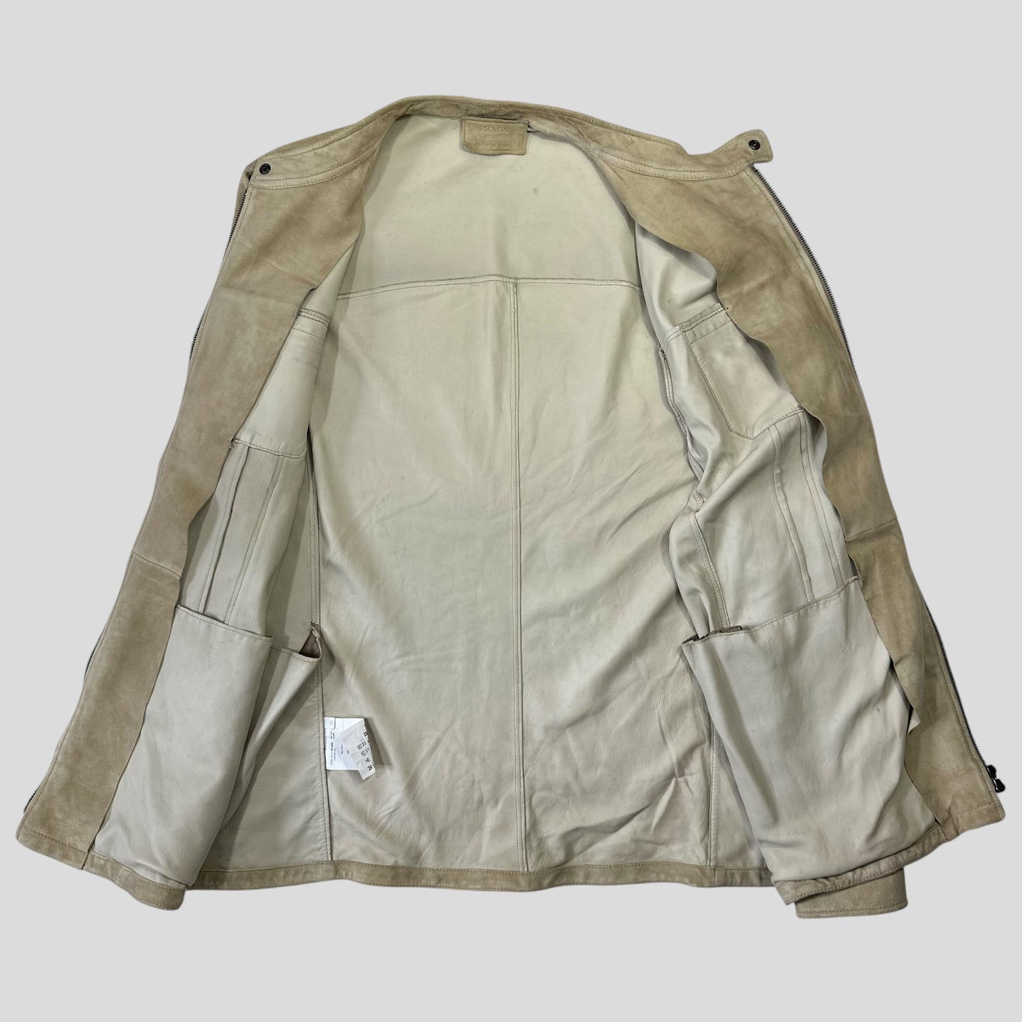Prada Milano 2007 Suede Leather Double Pocket Logo Jacket - IT56
