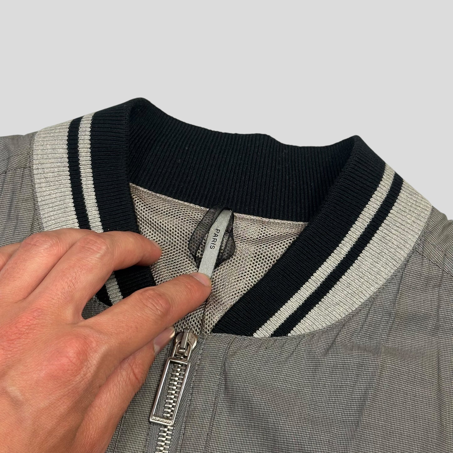 Dior Homme 2010 Bee Varsity Microcheck Cotton Bomber Jacket - M