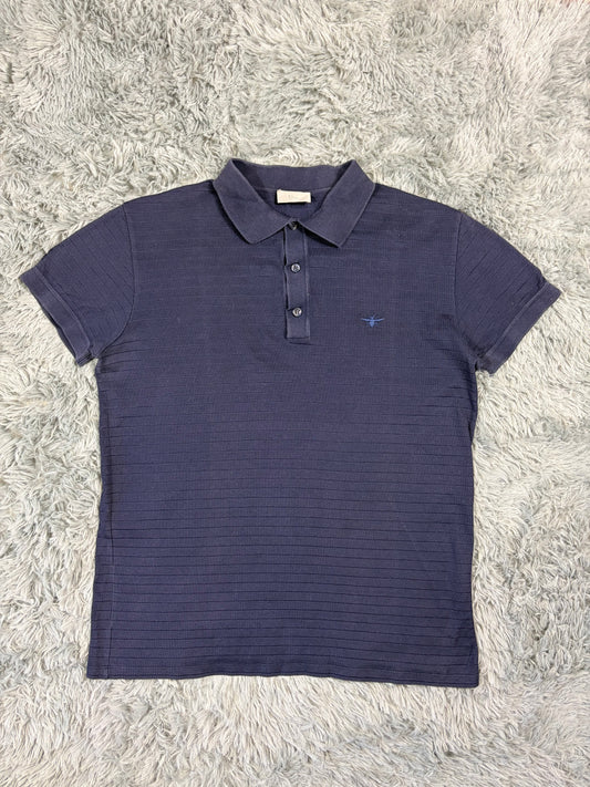 Dior 2010s Bumblebee Grid Textured Cotton Polo Shirt - S/M