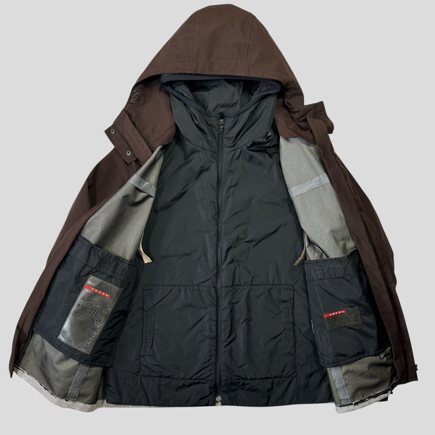 Prada Sport 2002 3 in 1 Brown Ventilated Goretex Technical Jacket - IT46