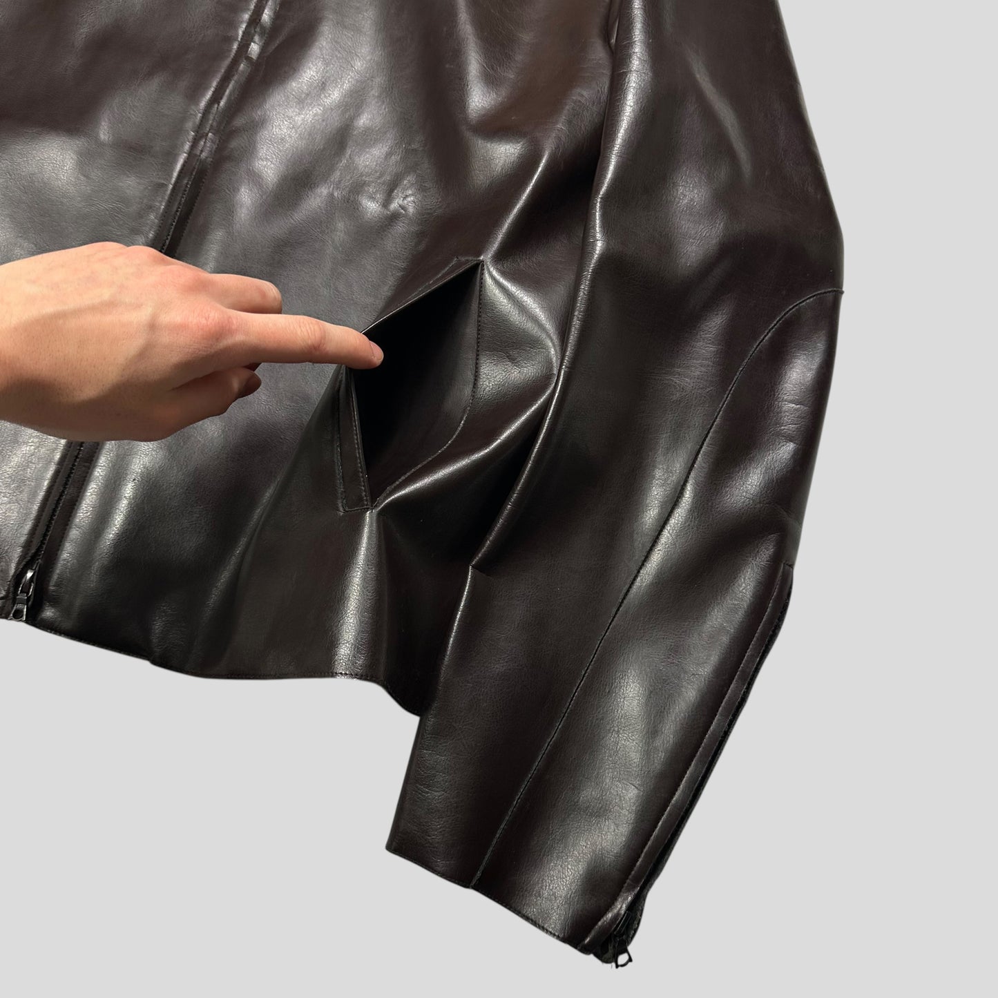 Neil Barrett AW00 PVC & Wool Leather Like Moto Jacket - L/XL