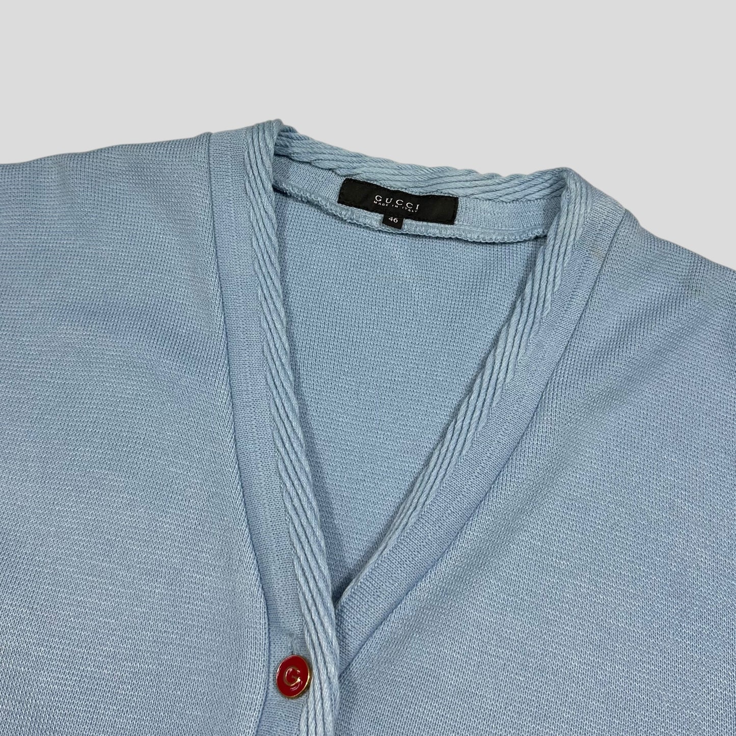 Gucci by Tom Ford 00’s Baby Blue Cable Knit Oversized Cardigan - M/L