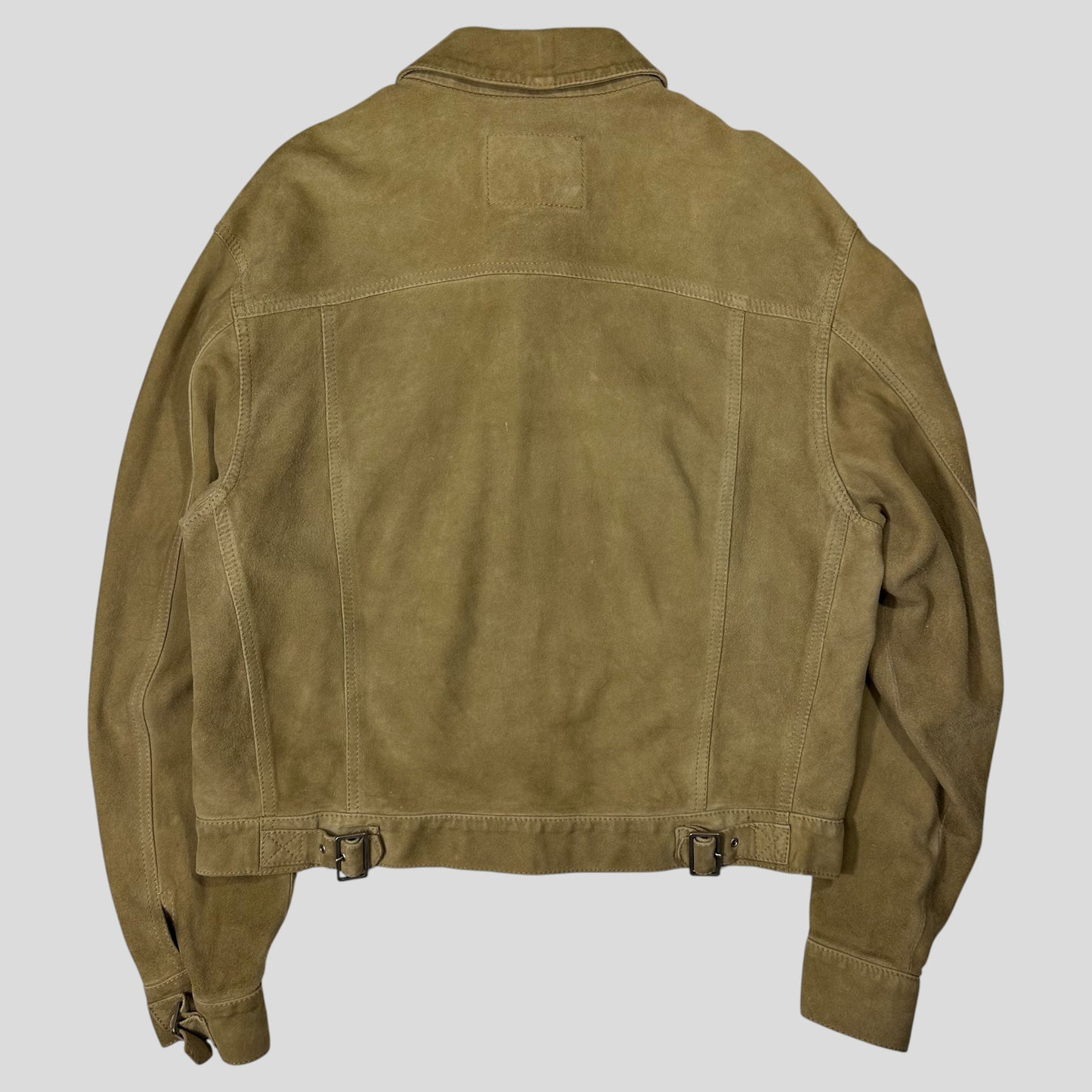 Gucci by Tom Ford 00’s Suede Leather Belted Boxy Trucker Jacket - IT52