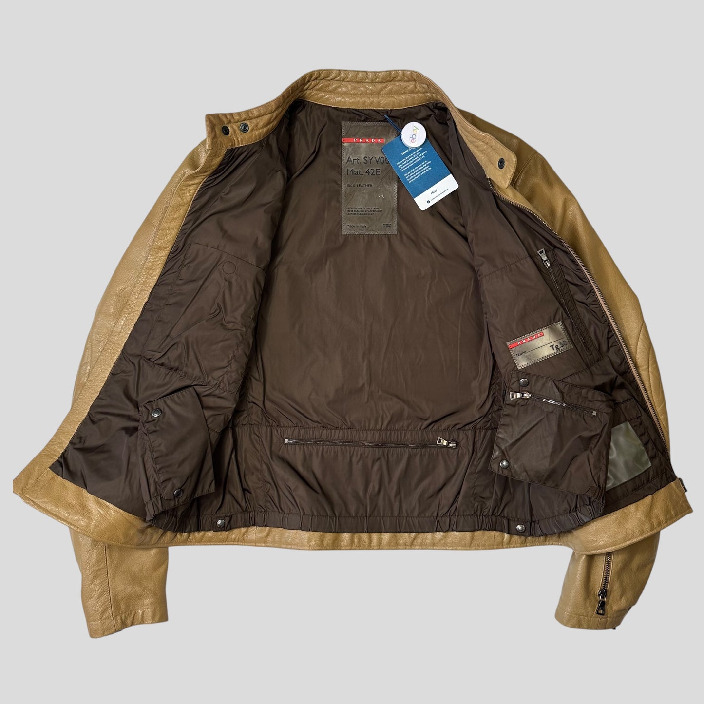 Prada SS00 Leather Articulated Elbow Detailed Moto Jacket - IT50