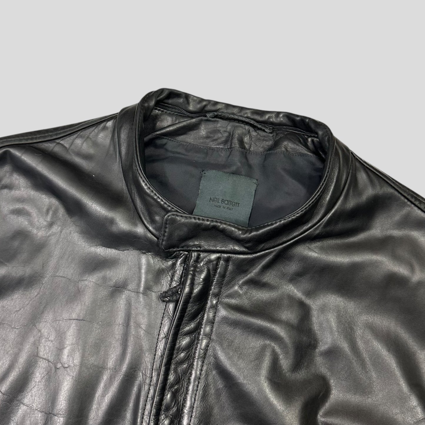 Neil Barrett 00’s Textured Padded Leather Moto Jacket - L