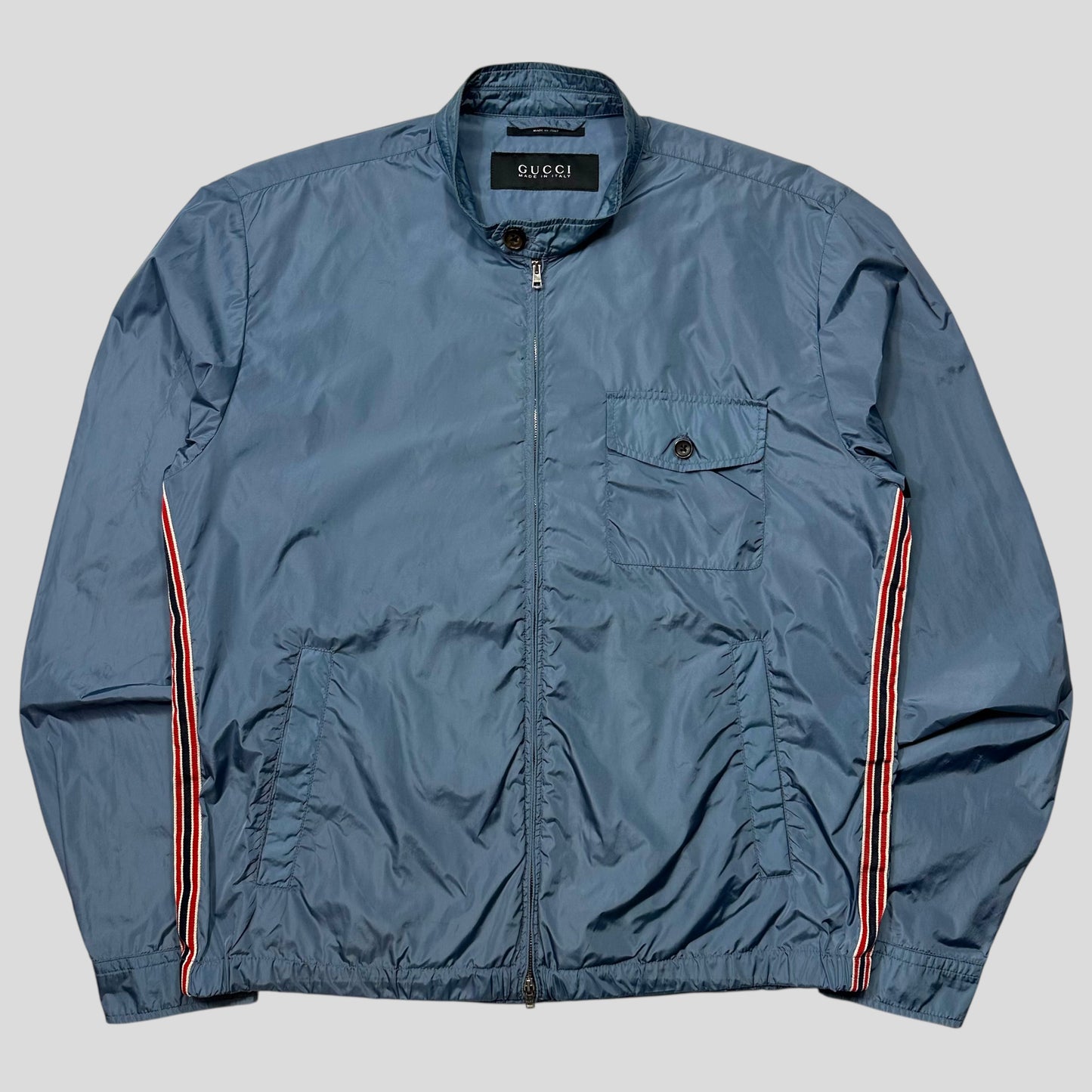 Gucci 2012 Baby Blue Stripe Seam Nylon Shimmer Jacket - IT52 (L)