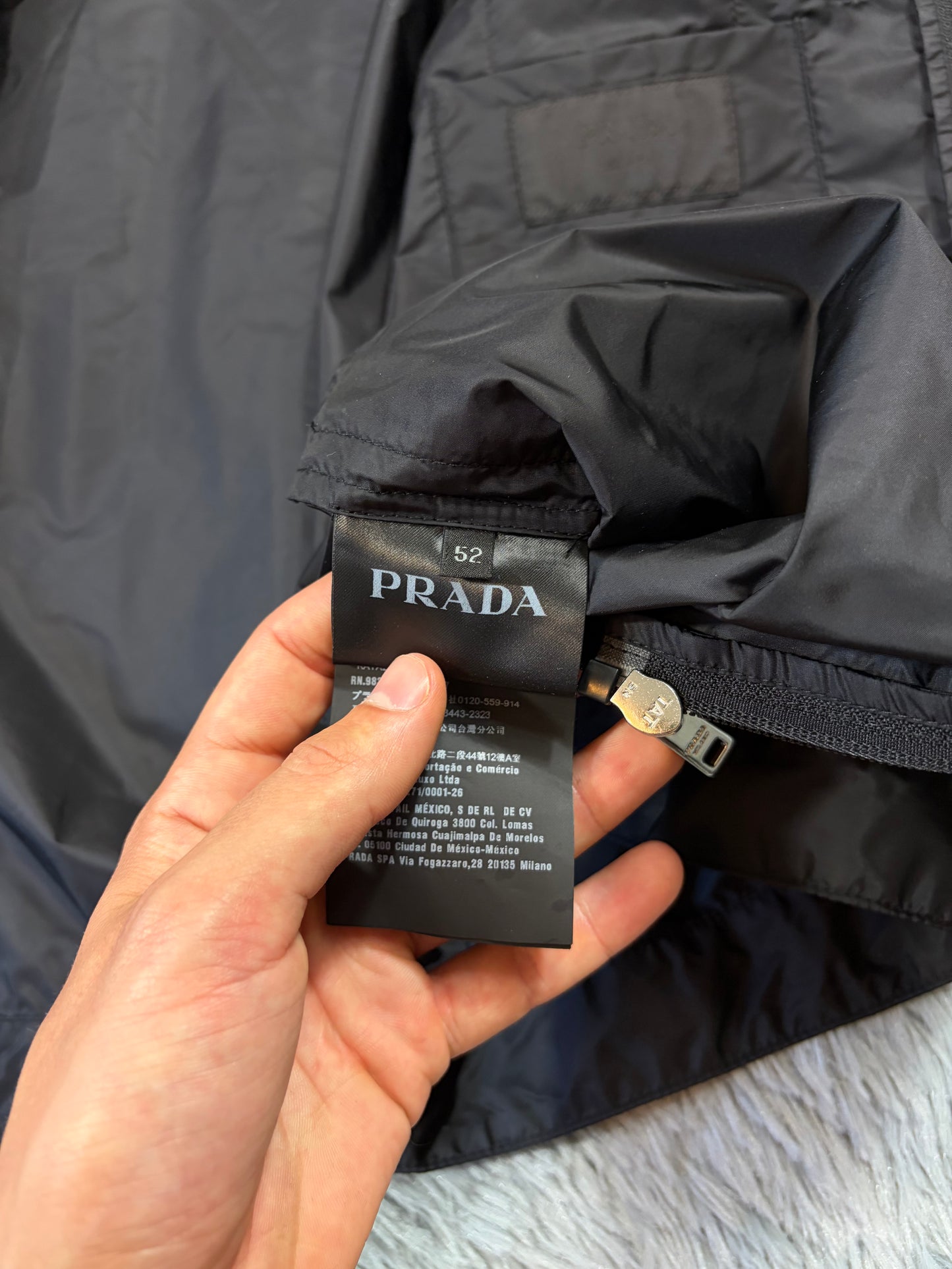 Prada 2018 Rubber Race Logo Striped Nylon Pocket Jacket - IT52