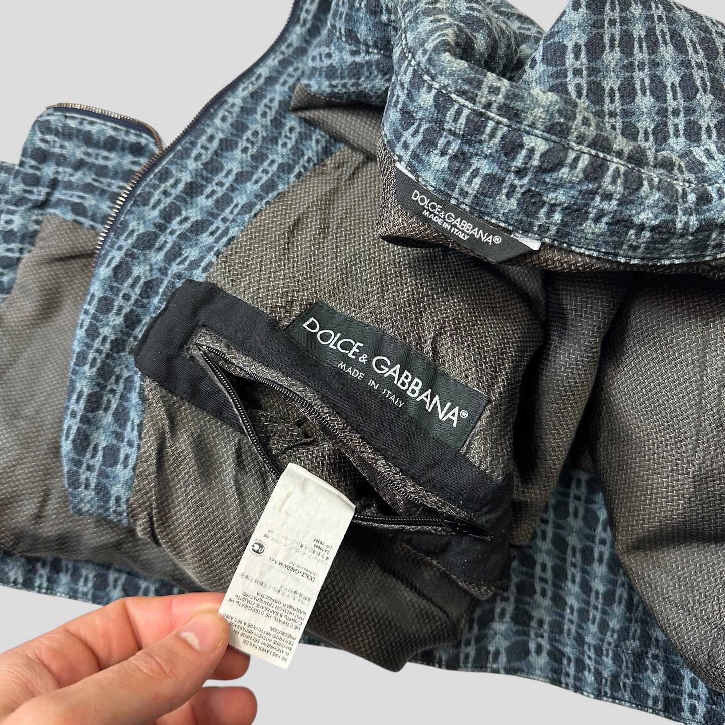 Dolce & Gabbana 00’s Psychedelic Barbed Wire CottonBiker Jacket - M