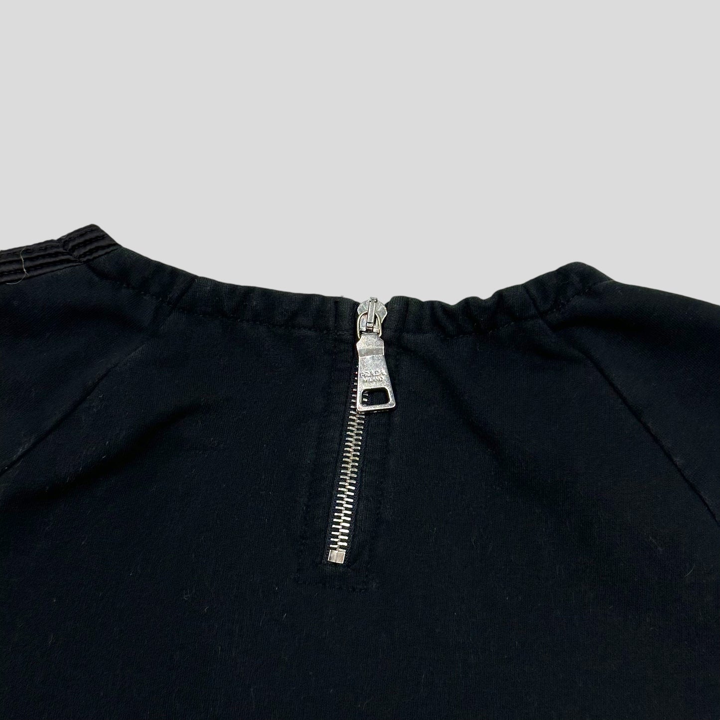 Prada Sport 2008 Ribbed Arms Black Tab Zipper Top - S/M