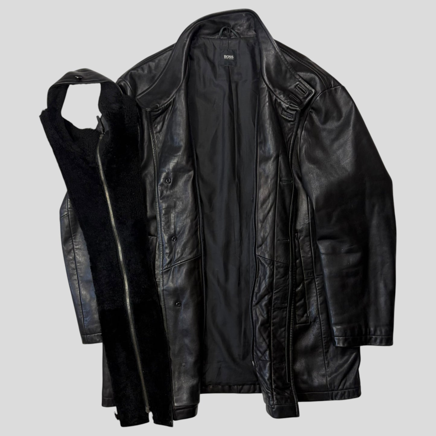 Hugo Boss 90’s Modular 2 in 1 Lambskin Leather Trench Coat - XL