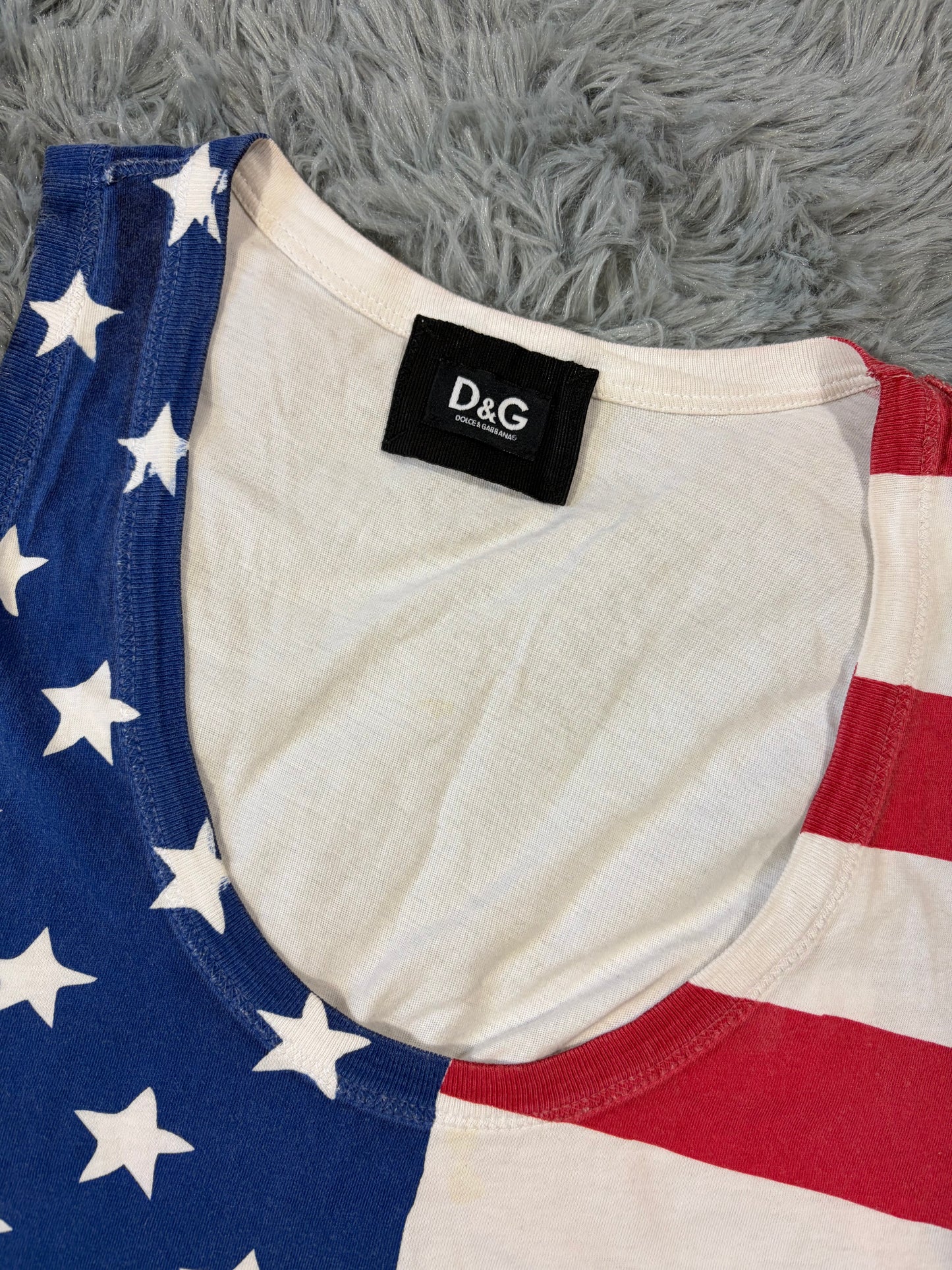 D&G Dolce & Gabbana 00’s USA Sublimation American Flag Vest - M