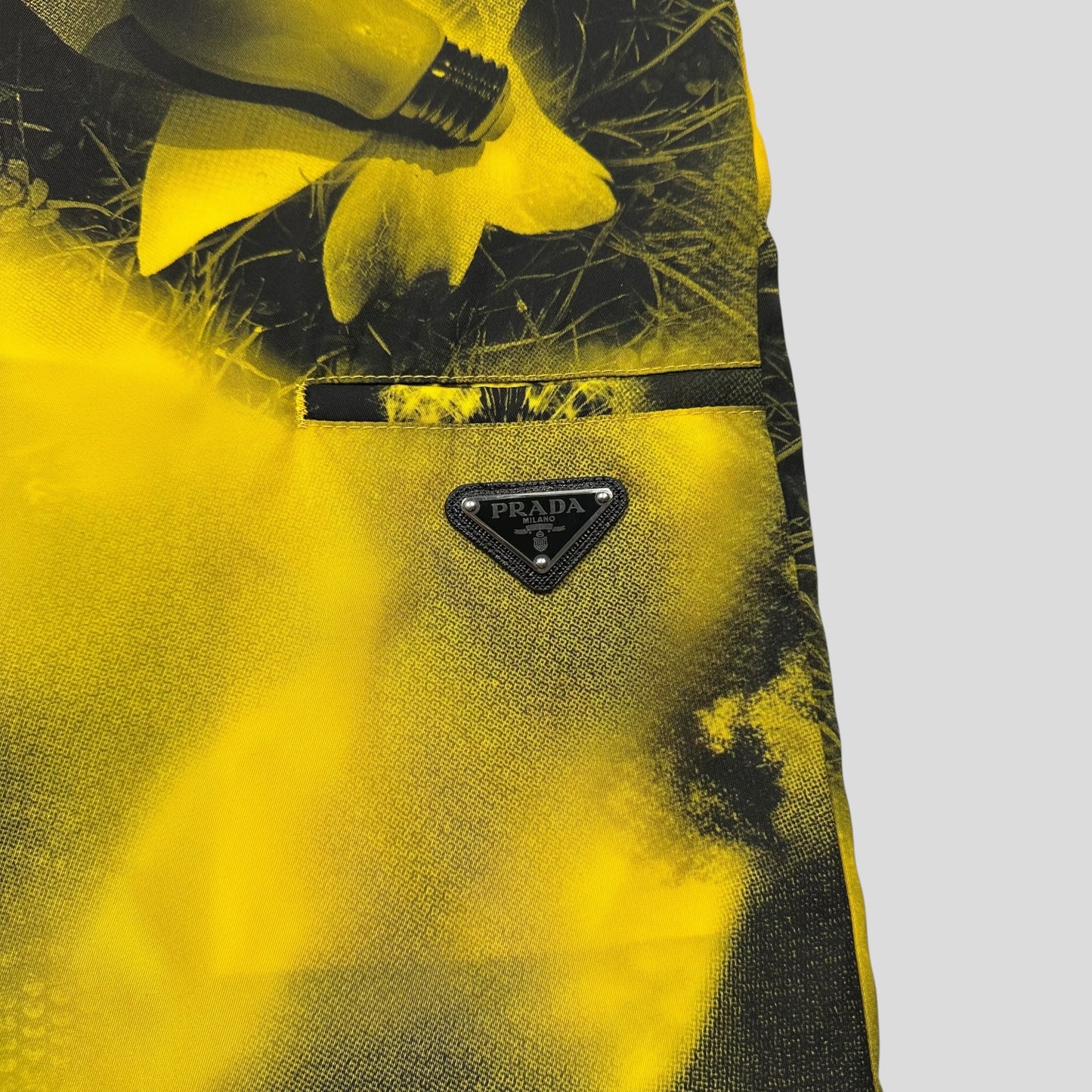 Prada x Raf Simons 2022 Re-Nylon Wolf Print Baggy Bermuda Shorts