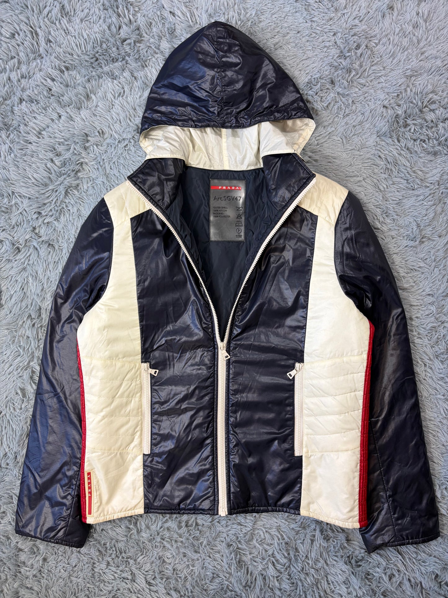 Prada Sport 2008 Astro Panelled Nylon Padded Biker Jacket - L