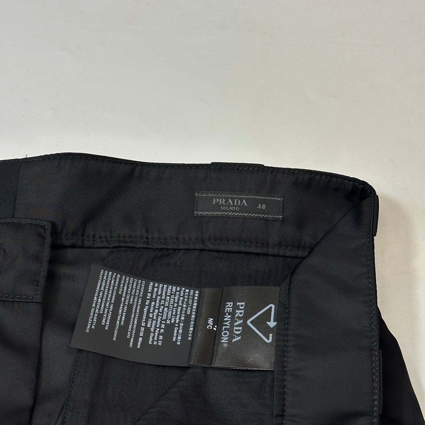 Prada Milano 2023 Re-nylon Plaque Logo Bermuda Shorts - L