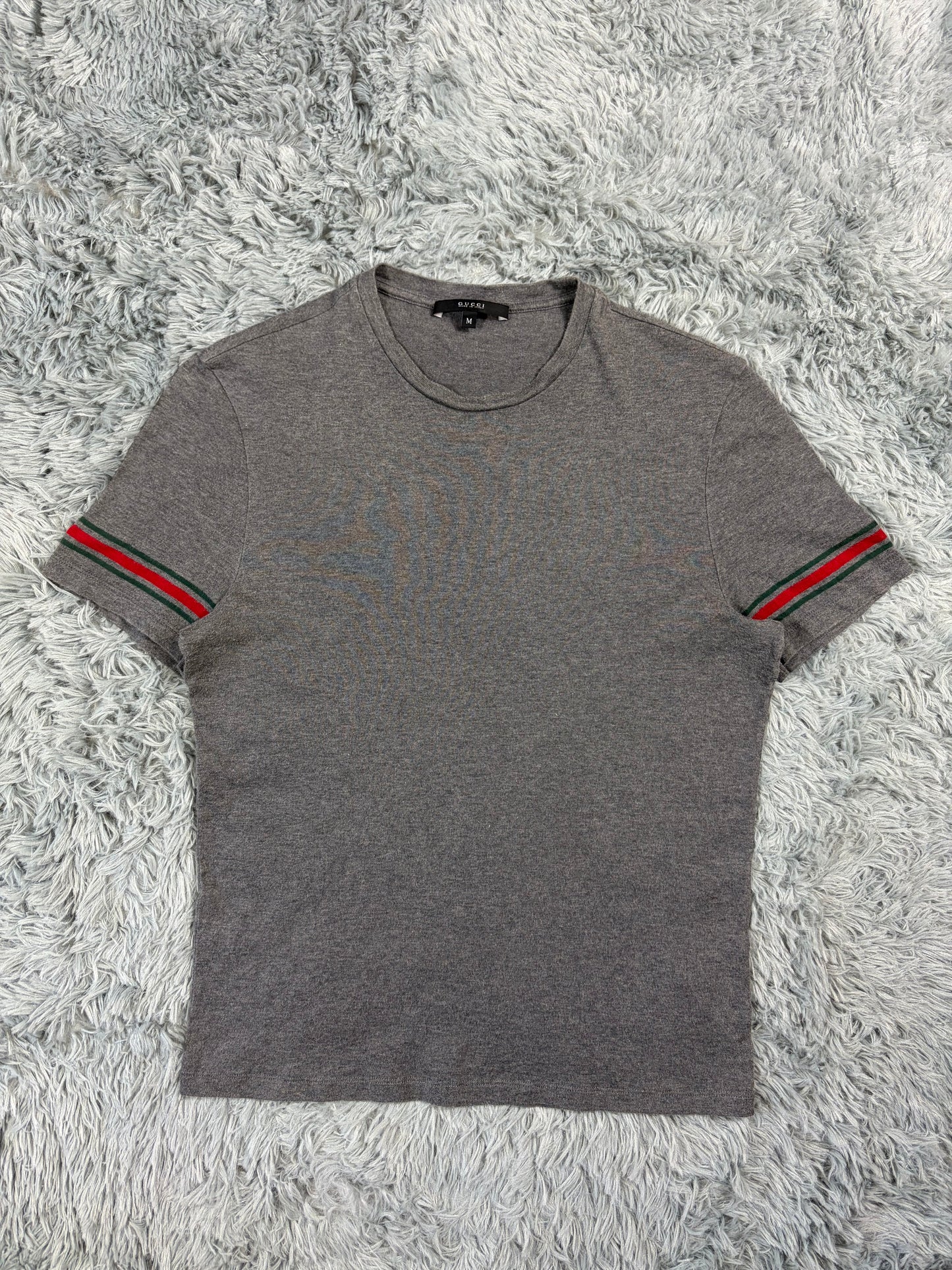 Gucci 2010s Web Stripe Grey T-shirt - S/M