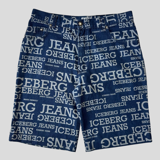 Iceberg Jeans 90’s Baggy Denim Spellout Shorts - 36