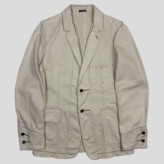 Miu Miu 00’s Contrast Stitch Cotton Cowboy Blazer Jacket - IT50