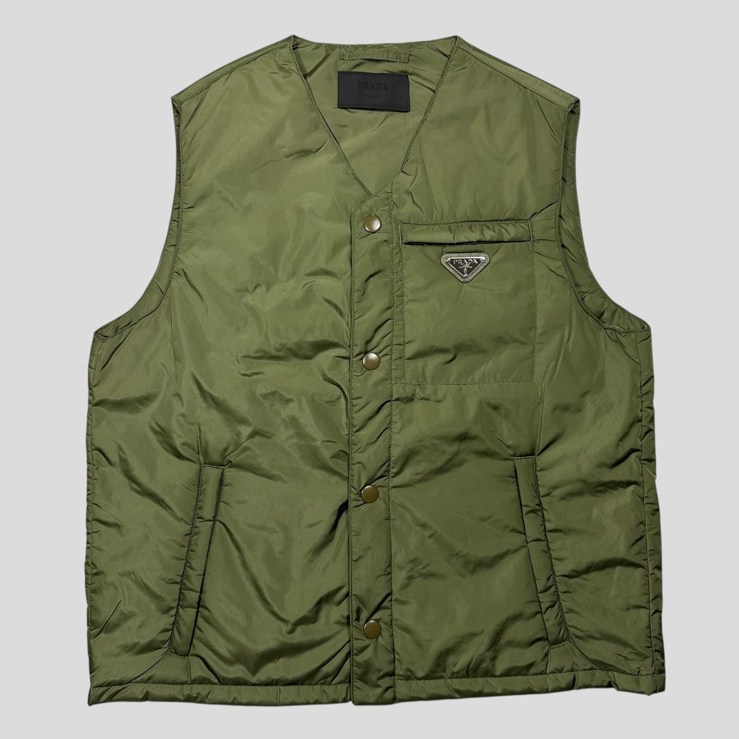 Prada 2023 Nylon Triangle Plaque Logo Padded Gilet Jacket - IT46 (S-M)