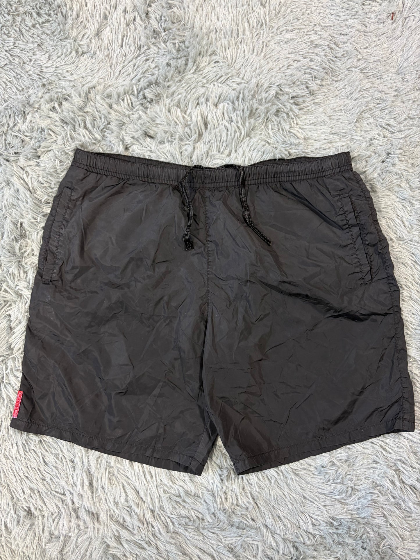 Prada Sport 2008 Black Nylon Red Tab Shimmer Shorts - IT48