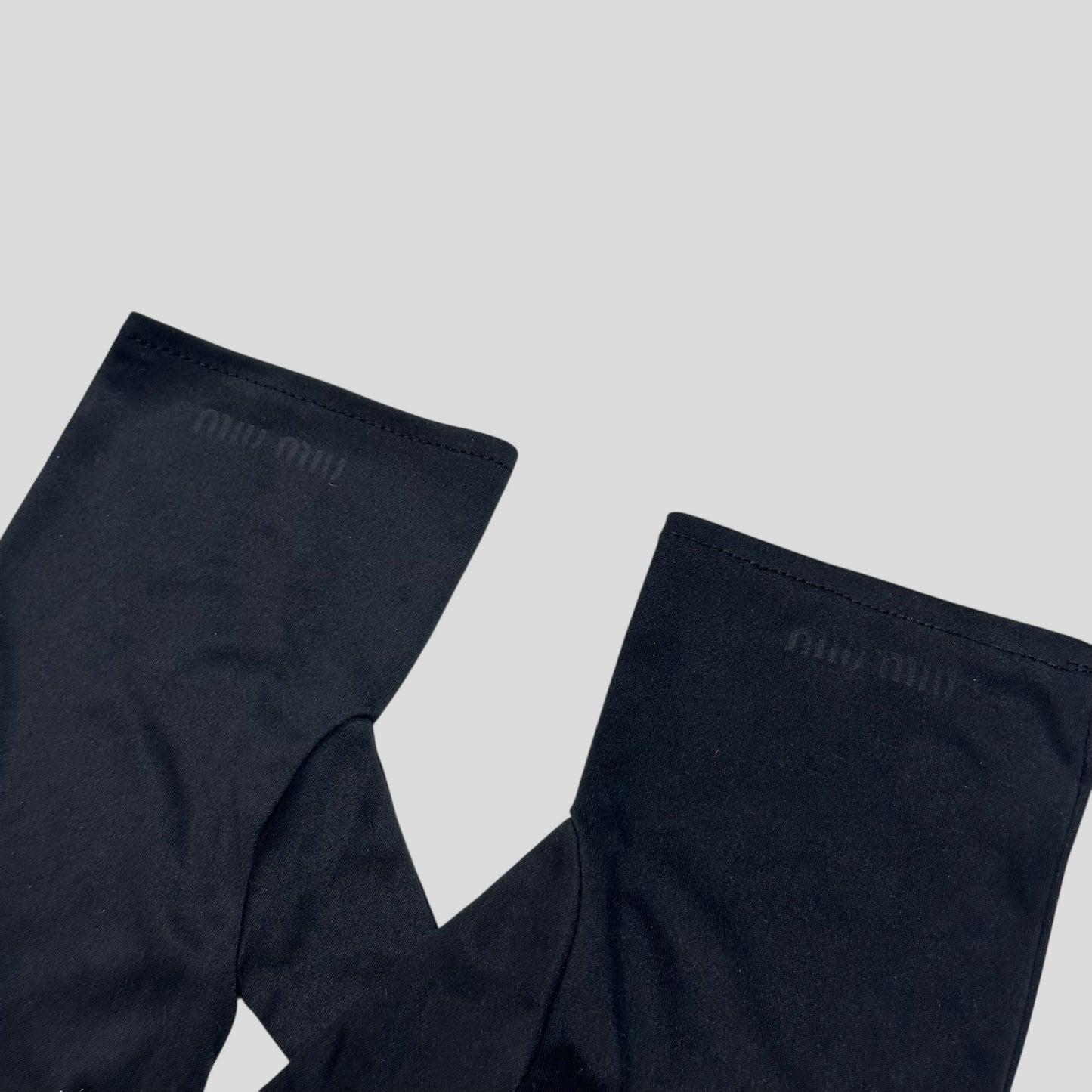 Miu Miu Microfibre Black Embossed Logo Gloves - M