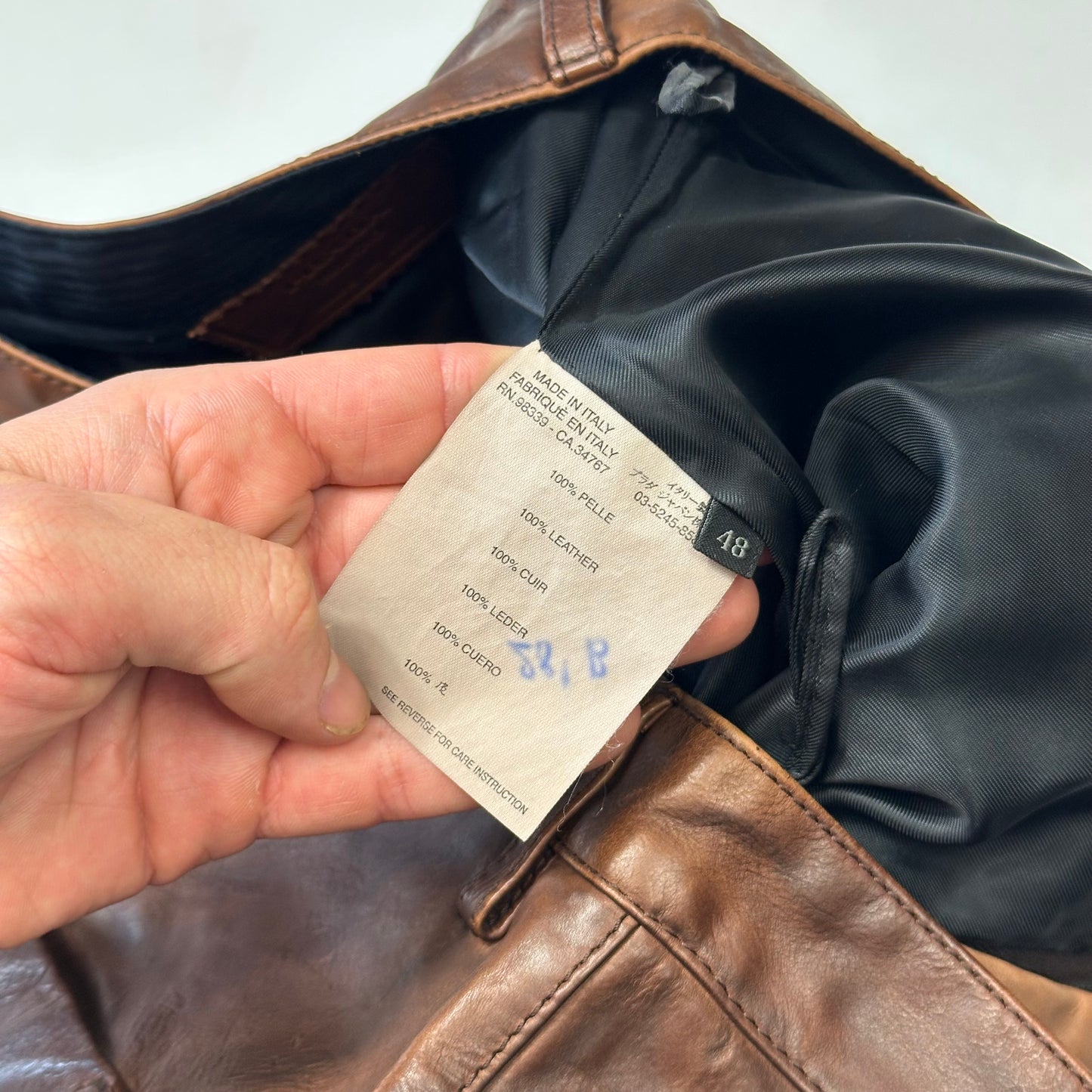 Prada Milano 00’s Embossed Logo Leather Biker Trousers - IT48